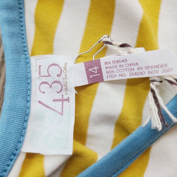 NEW Matilda Jane Sunshiny Days T-Shirt Dress Girls 14 Yellow Striped Knit Tiered - Picture 10 of 13